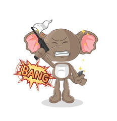 elephant warning shot mascot. cartoon vector