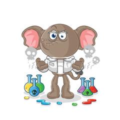 elephant mad scientist illustration. character vector
