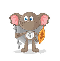 elephant african tribal fighter mascot. cartoon vector