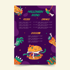 Hand drawn Halloween menu template