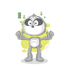 sloth full battery character. cartoon mascot vector