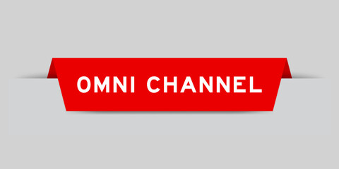 Red color inserted label with word omni channel on gray background