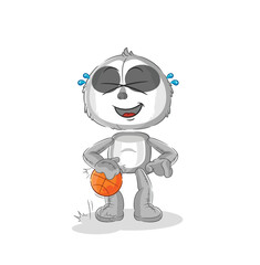 sloth dribble basketball character. cartoon mascot vector