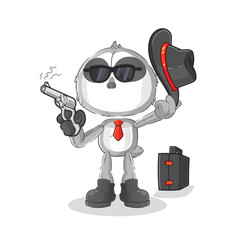 sloth mafia with gun character. cartoon mascot vector