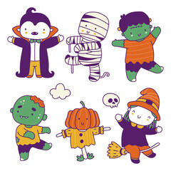 Set of halloween character in cartoon style