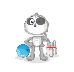 sloth play bowling illustration. character vector
