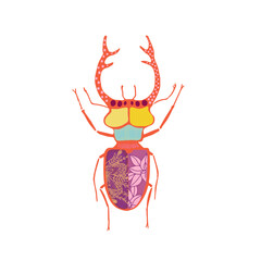 Vector Drawing Of A Beetle With Decorative Elements - 533928777