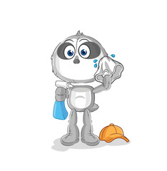 sloth cleaner vector. cartoon character