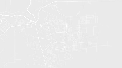 White and light grey Belmopan city area vector background map, roads and water illustration. Widescreen proportion, digital flat design.