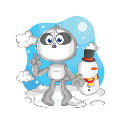 Fototapeta premium sloth in cold winter character. cartoon mascot vector