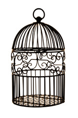 black metal Victorian birdcage isolated