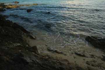 Sea wave beach turquoise water blue sky with cloud