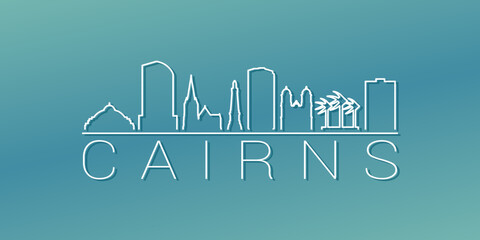 Fototapeta premium Cairns QLD, Australia Skyline Linear Design. Flat City Illustration Minimal Clip Art. Background Gradient Travel Vector Icon.