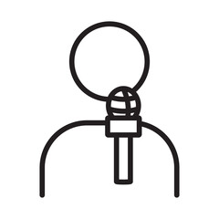 Journalist line icon. Man with microphone, reporter, correspondent.  Can be used for topics like news agency, report, broadcast, press conference.