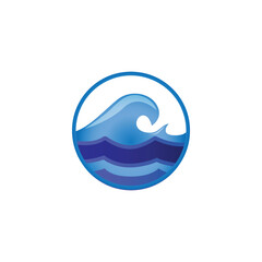 Circle ocean wave logo concept design