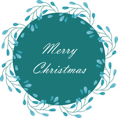 Sticker with different inscriptions Merry Christmas. Happy New Year 2023. Design of a round greeting card, stickers, emblems, tags with text and a fir wreath of berries on a transparent background.