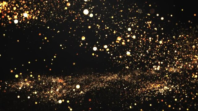 Golden Glitter Particles Loop Background