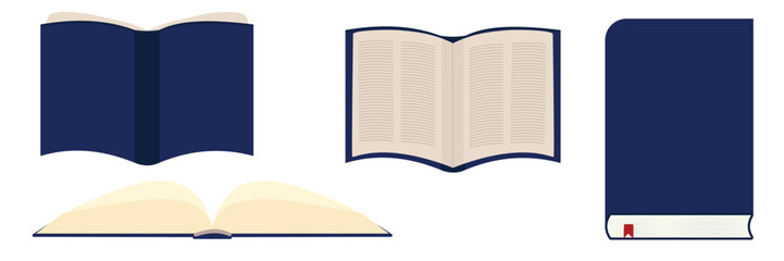 Set of books. Open and closed book. Vector illustration. Study. Back to school