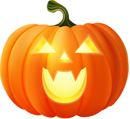 3D realistic halloween pumpkin lantern