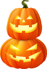 3D realistic halloween pumpkin lantern
