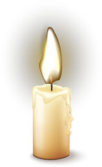 3D realistic white candle