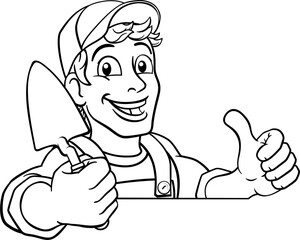 Trowel Construction Site Cartoon Builder Handyman