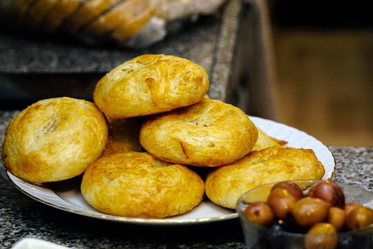 Traditional Smyrna Turkish pastry boyoz, close up