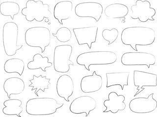 White speech bubbles, empty dialogue bubbles of different shapes. Set of vector empty speech bubbles. Banners, price tags, stickers, posters, badges. Isolated on white background.