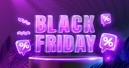 Black Friday big sale, offer day banner, promotion percentage. Vector