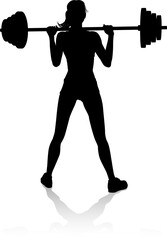 Gym Woman Silhouette Barbell Weights