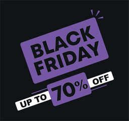 Obraz premium 70% off. Vector illustration Black Friday. Promo, offer, sale for retail, store