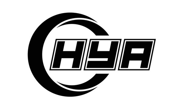 HYA three-letter circle logo design. custom font logo vector template | abstract logo | word mark logo | letter mark logo | business logo | minimalist logo | font logo |
