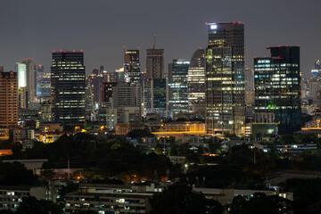 Naklejka premium city skyline at night Bangkok