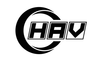 HAV three-letter circle logo design. custom font logo vector template | abstract logo | word mark logo | letter mark logo | business logo | minimalist logo | font logo |