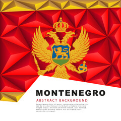 Abstract background in the form of colorful red and gold triangles. Polygonal flag of Montenegro. Vector illustration.