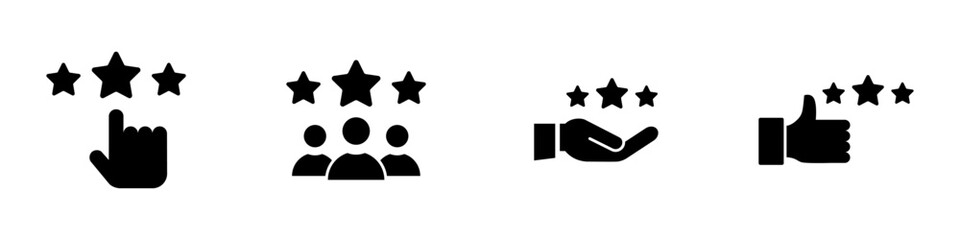 Conjunto de iconos estrellas de favorito. Buen servicio. Calidad, Retroalimentación. Ilustración vectorial