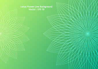 Lotus flower line style background, two sets of round flower made from blending lines on gradient background