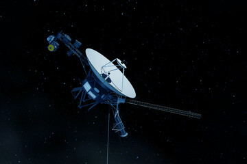 Space probe, satellite, on a dark background. Elements of this image furnished by NASA