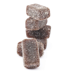 Licorice jelly candy on white background.