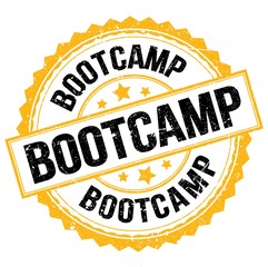 BOOTCAMP text on yellow-black round stamp sign