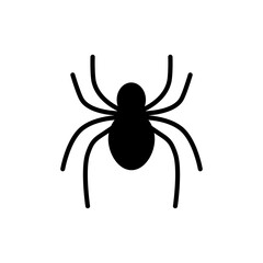 Terrible spider glyph icon. Abstract minimal insect. Happy halloween decoration. Isolated vector stock illustration