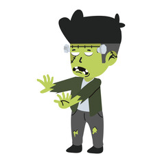 frankenstein monster Halloween cartoon flat