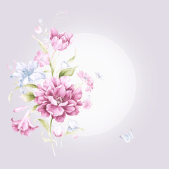 Flowers watercolor illustration.Manual composition.Big Set watercolor elements，Design for textile, wallpapers，Element for design,Greeting card