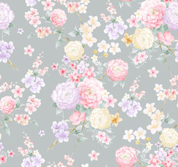 Classic Popular Flower Seamless pattern background.Perfect for wallpaper, fabric design, wrapping paper, surface textures, digital paper.
