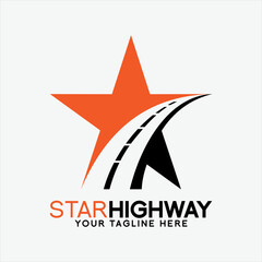 Obraz premium Vector logo design illustration of stars and highways. Logos can be used for a highway contractor business.
