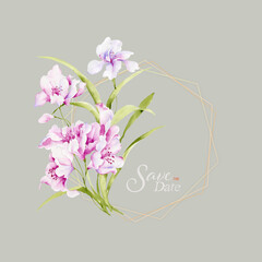 Greeting card with iris flowers, can be used as invitation card for wedding, birthday and other holiday and summer background