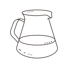 Glass jug with drink isolated on white. Doodle style.