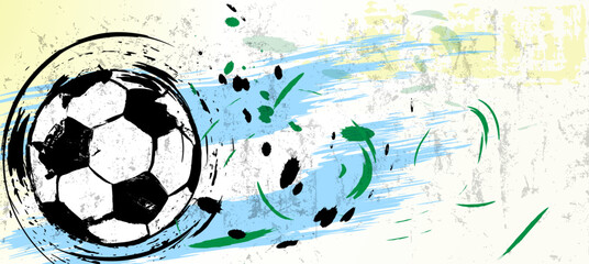 soccer or football illustration for the great soccer event with paint strokes and splashes, argentinian national colors