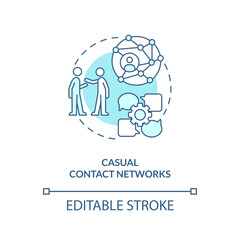 Casual contact networks blue concept icon. Building professional connections abstract idea thin line illustration. Isolated outline drawing. Editable stroke. Arial, Myriad Pro-Bold fonts used