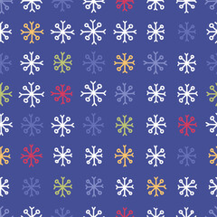 Hand drawn various snowflakes, seamless pattern. Winter symbol. Perfect for Christmas cards, invitations, decorations, wrapping paper, textiles and more.